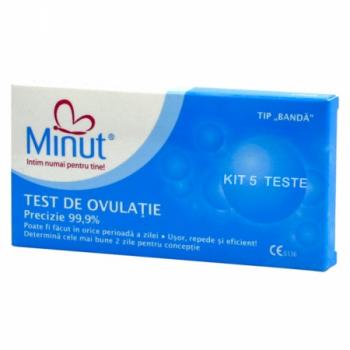 Test de ovulatie Minut intim , tip banda-5 bucati + 1 test sarcina cadou