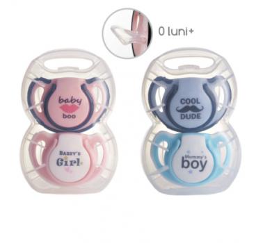 Set 2 suzete ortodontice din silicon + cutie sterilizare Minut Baby, 0+