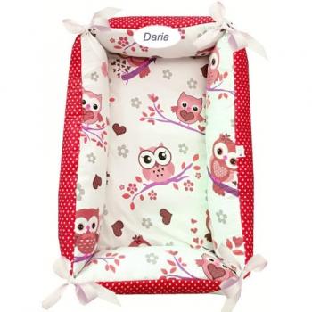 Reductor personalizat bebe nest deseda bufnite cu rosu