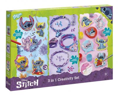 Set 3 in 1 Stitch - Pictura cu diamante, bratari & figurine