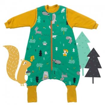 Sac de dormit cu picioruse si maneca lunga detasabila Woodland Animals 80 cm + manseta 3.5 Tog