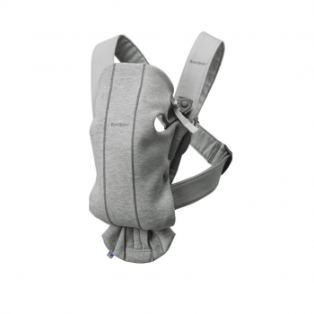 Babybjorn - marsupiu anatomic mini, cu pozitii multiple de purtare, light grey, 3d jersey