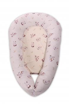 Baby nest 3in1, 110x70x15 cm, husa bumbac ranforce, beige bunnies