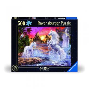 Ravensburger - puzzle unicorni la rau 500 piese care lumineaza in intuneric design nou