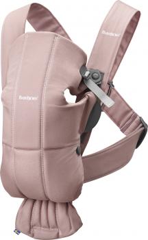 Babybjorn - marsupiu anatomic mini, cu pozitii multiple de purtare, dusty pink, bumbac