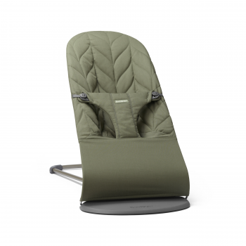 Babybjorn - balansoar bliss dark green cu aspect delicat de petala, tesatura matlasata