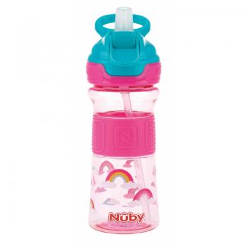 Cana sport, nuby, cu pai moale si pliabil, din materialul ecologic tritan, rezistenta, 360 ml, 3+ ani, roz