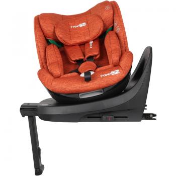 Scaun auto, freeon, space, pentru copii, nastere - 150 cm, rotire 360° grade, tehnologie isofix i-size, spatar reglabil, conform cu standardul european de securitate ece r129, orange