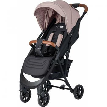 Carucior sport, freeon, lux, pliabil automat, usor 6.6 kg, tehnologie inovatoare one-hand folding, de la 6 luni pana la 22 kg, din aluminiu, benzi reflectorizante pe capotina, beige/black