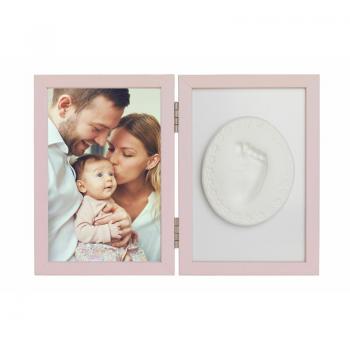 Kit rama foto, Baby HandPrint, Tiny Memories, Cu amprenta, 10x15 cm, , Non-toxic, Conform cu standardul european de siguranta EN 71-3:2019, Roz