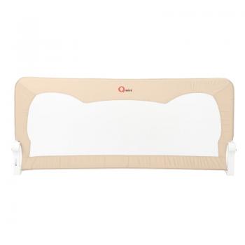 Protectie laterala pat, Qmini, Seth, 150 x 66 cm, Inaltimea 66 cm, Instalare usoara, Cu inclinare la 180 grade, Beige