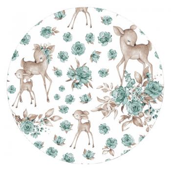 Aparatoare pentru patut, MimiNu, Din bumbac certificat Oeko Tex Standard 100, 180x30 cm, Cu panglici, Sweet Deer Mint