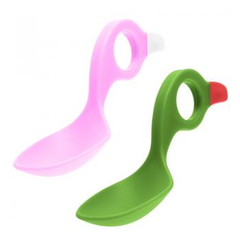 Set 2 lingurite, I CAN, Cu multiple modalitati de prindere, Pink/Green