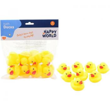 Set ratuste de baie, Happy World, Din cauciuc, 8 buc, 5.5 cm, Galben