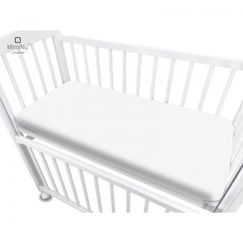 Cearceaf cu elastic, MimiNu, Pentru patut co-sleeper, Theo, Dimensiune 85 x 46 cm, Din bumbac jersey, Material certificat Oeko Tex Standard 100, White