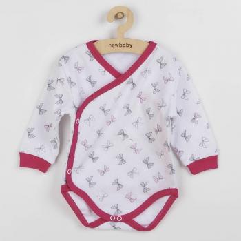 Body cu maneca lunga, New Baby, Marime 62, Din bumbac 100%, Bow Raspberry