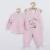 Set 2 piese, New Baby, Include salopeta fara maneci, bluza, Marime 62, Din bumbac 100%, Mouse Pink