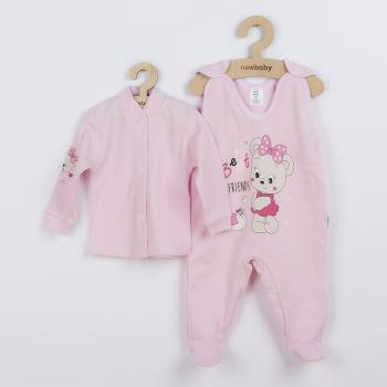 Set 2 piese, New Baby, Include salopeta fara maneci, bluza, Marime 62, Din bumbac 100%, Mouse Pink