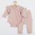 Set 2 piese, New Baby, Include body cu maneca lunga si volanas, pantaloni cu botosei, Marime 62, Din bumbac 100%, Practical Pink