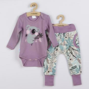 Set 2 piese, New Baby, Include body cu maneca lunga, pantaloni, Marime 74, Din bumbac 100%, Rebel Lilac