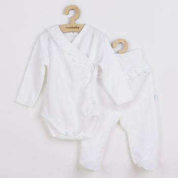 Set 2 piese, New Baby, Include body cu maneca lunga si pantalonasi cu botosei, Cu volanase, Marime 62, Din bumbac 100%, Stripes White