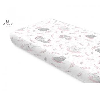 Cearceaf cu elastic, MimiNu, Pentru pat 160x80 cm, Din bumbac certificat Oeko Tex Standard 100, Lulu Rose