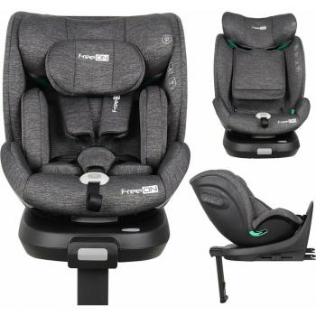 Scaun auto, FreeON, Space, Pentru copii, Nastere - 150 Cm, Rotire 360° grade, Tehnologie Isofix I-Size, Spatar reglabil, Conform cu standardul european de securitate ECE R129, Grey