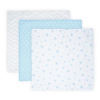 Set 3 scutece din muselin 80x80 cm trio, blue mix