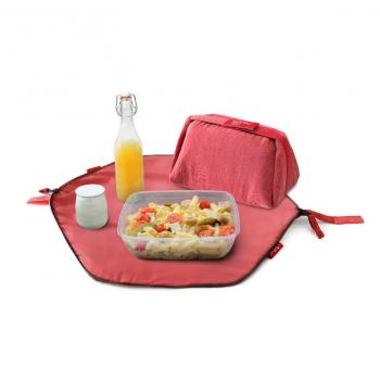 Geanta Eat'n'Out Mini Eco Rosu - 2 in 1 - Geanta pliabila pentru pranz si servet de masa