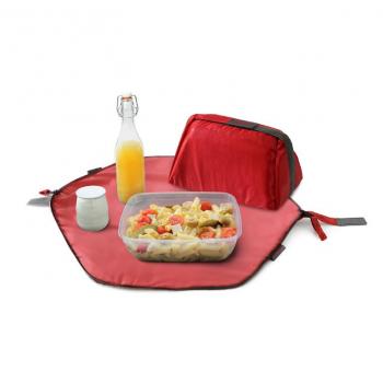 Geanta Eat'n'Out Mini Square Rosu - Geanta pliabila 2 in 1 pentru pranz si servet de masa