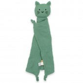 Jucarie textila, new baby, baby cat, pentru bebelusi, moale, din muselina, 100% bumbac,30x30 cm, green