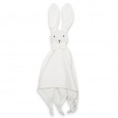 Jucarie interactiva, new baby, rabbit, din muselina, bumbac, 30x30 cm, 0 luni+, white