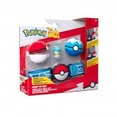 Pokemon - set figurina si centura clip n go, quaxly with poké ball, dive ball & water themed belt w16