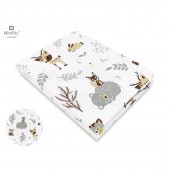 Cearceaf cu elastic, MimiNu, Pentru patut 140X70 cm, Din bumbac certificat Oeko Tex Standard 100, Forest friends Grey/Beige