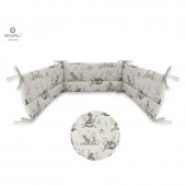 Aparatoare pentru patut, MimiNu, Din bumbac certificat Oeko Tex Standard 100, 180x30 cm, Cu panglici, Design, Calm Forest Beige