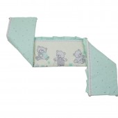 Aparatoare laterala pentru patut 120x60 cm, Cu umplutura antialergica, Dimensiune 180 x 32 cm, Teddy Toys Turquoise M1