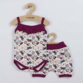 Set 2 piese, New Baby, Pentru vara, Include pantaloni scurti, body cu volanas, Marime 62, Din bumbac 100%, Little Girl