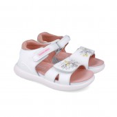 Sandale din piele pentru copii floricele, biomecanics, 252233, alb (marime: 30(18,8-19,4 cm))